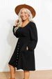 Scoop Neck Empire Waist Long Sleeve Mini Dress -BazaarBey - www.shopbazaarbey.com