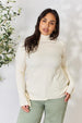 Heimish Full Size Ribbed Bow Detail Long Sleeve Turtleneck Knit Top Bazaarbey