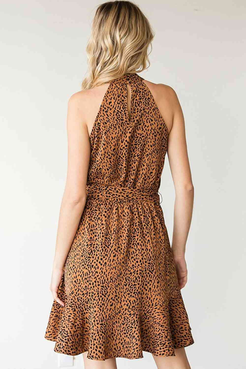 First Love Full Size Leopard Belted Sleeveless Dress -BazaarBey - www.shopbazaarbey.com