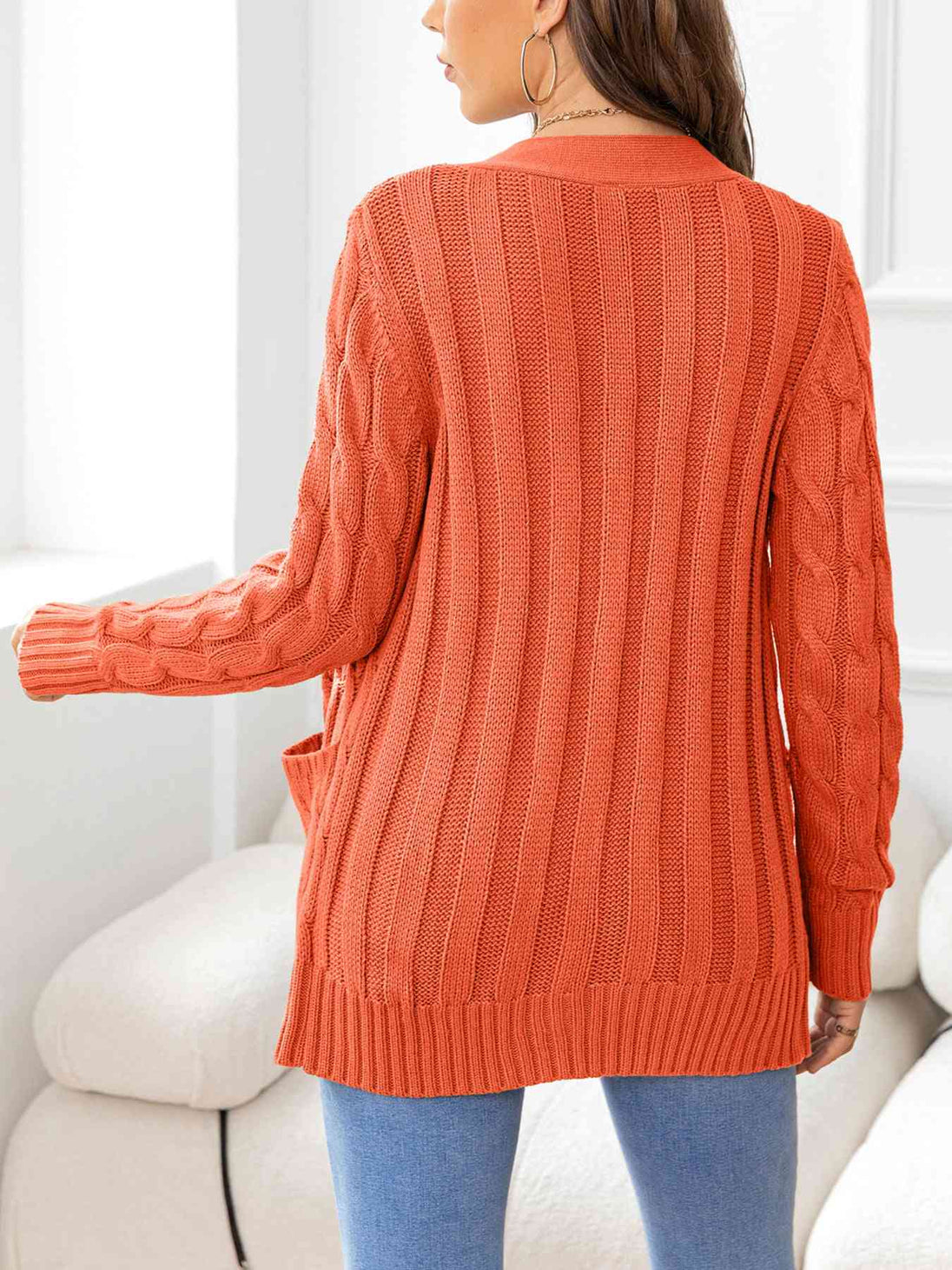 Button Down Cable-Knit Cardigan Bazaarbey