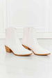 MMShoes Watertower Town Faux Leather Western Ankle Boots in White Trendsi