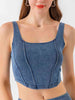 Seam Detail Cropped Denim Tank Bazaarbey