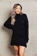  Rib-Knit Turtleneck Drop Shoulder Sweater Dress Bazaarbey