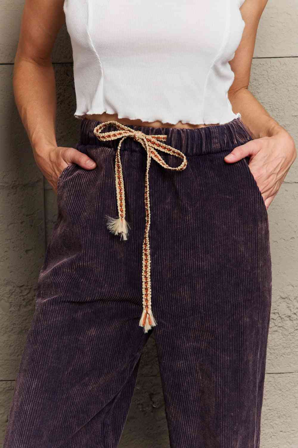 POL Leap Of Faith Corduroy Straight Fit Pants in Midnight Navy Bazaarbey