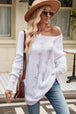 Boat Neck Dropped Shoulder Knit Top Bazaarbey