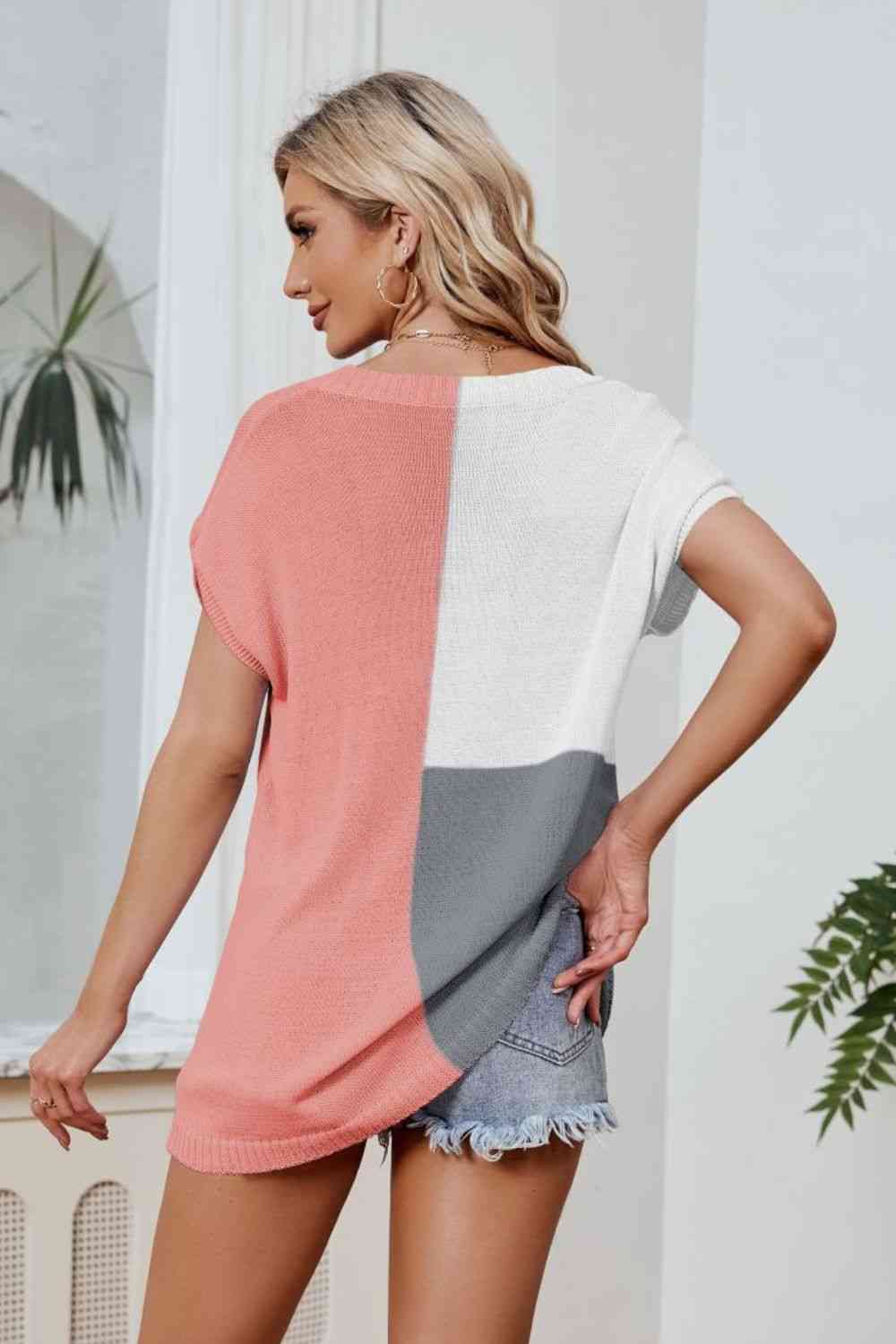  V-Neck Knit Top Trendsi