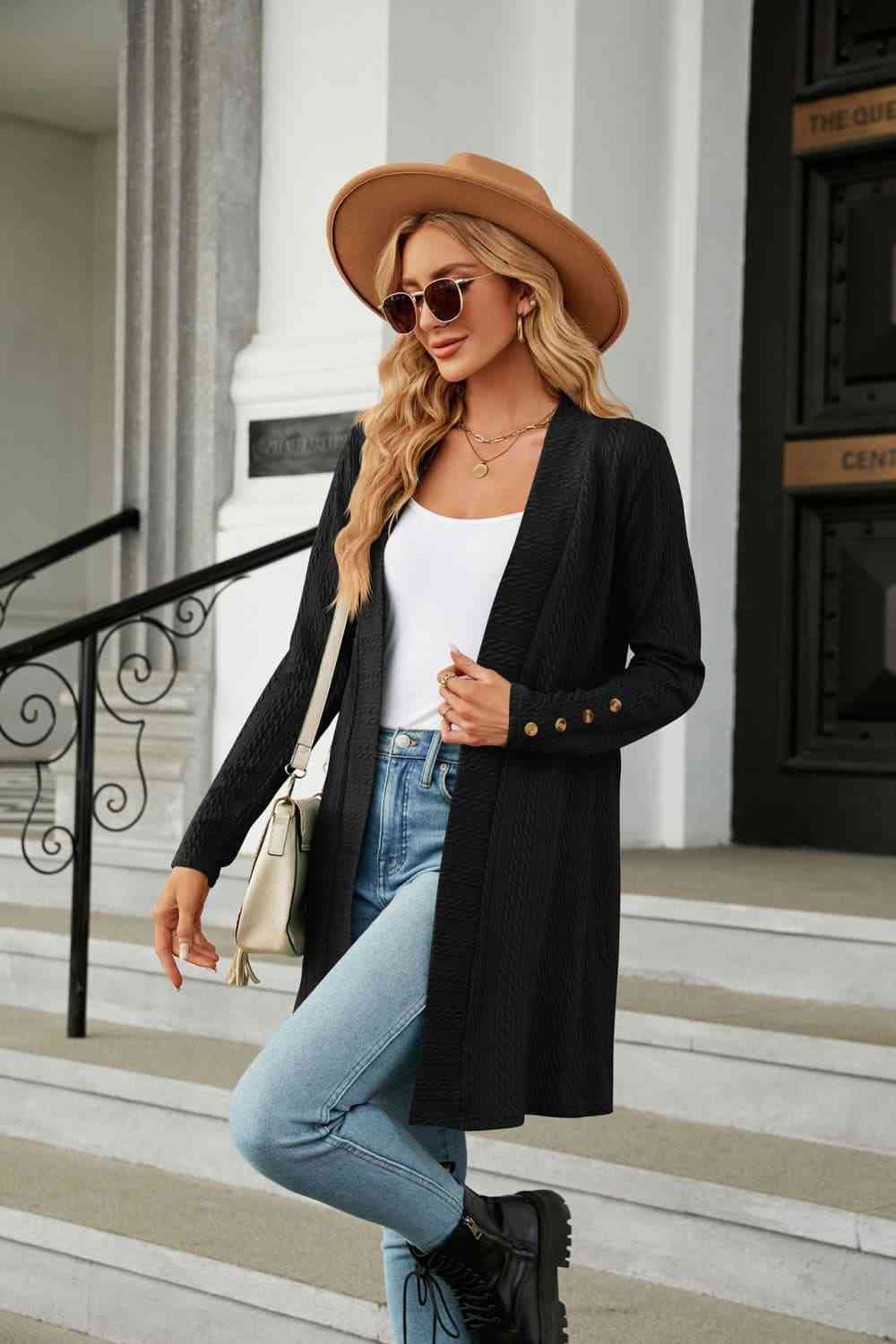 Long Sleeve  Cardigan Trendsi