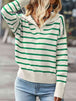 Striped Collared Neck Knit Top Bazaarbey