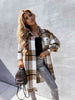 Plaid Collared Neck Longline Shirt Bazaarbey