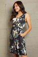  Printed Scoop Neck Sleeveless Buttoned Magic Dress with Pockets Bazaarbey