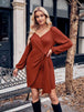 Asymmetrical  Puff Sleeve Mini Dress -BazaarBey - www.shopbazaarbey.com