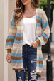  Striped Long Sleeve  Cardigan Bazaarbey