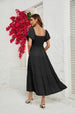Smocked Square Neck Tiered Dress -BazaarBey - www.shopbazaarbey.com