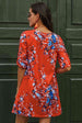 Printed Buttoned V-Neck Half Sleeve Dress -BazaarBey - www.shopbazaarbey.com