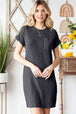 Ribbed Round Neck Short Sleeve Dress -BazaarBey - www.shopbazaarbey.com