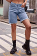 Raw Hem Denim Shorts with Pockets Bazaarbey