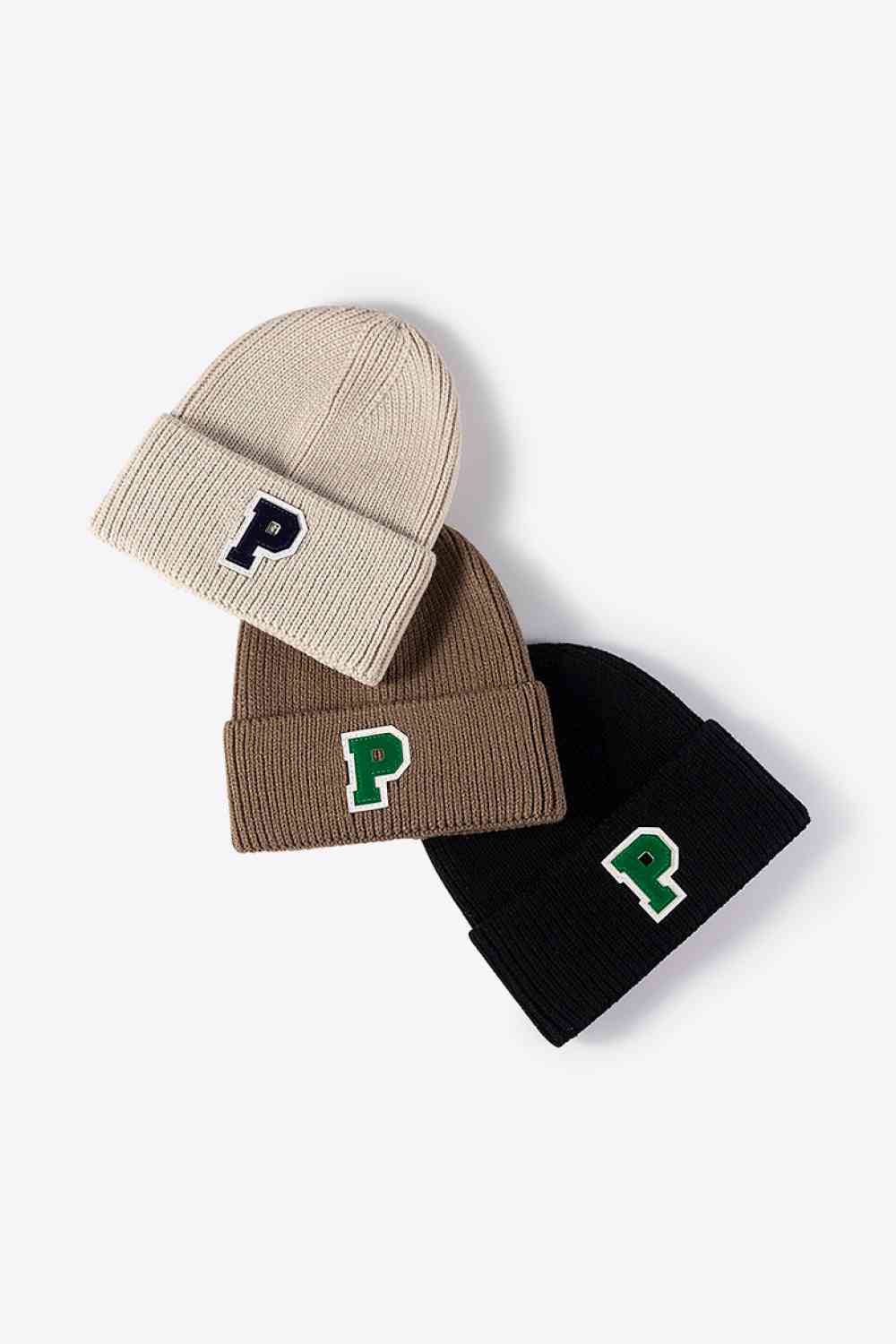 Letter Patch Cuffed Knit Beanie Trendsi