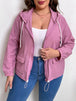  Zip-Up Drawstring Hooded Jacket with Pockets Trendsi