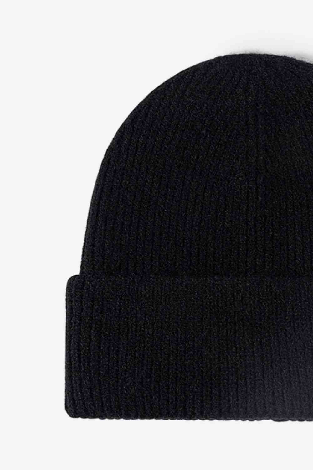 Letter N Patch Cuffed Knit Beanie Trendsi