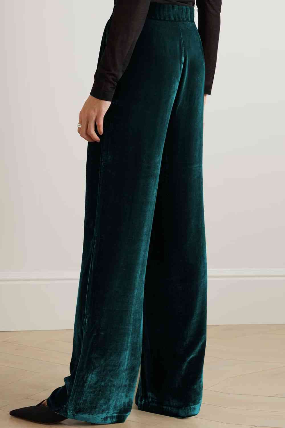  Loose Fit High Waist Long Pants with Pockets Bazaarbey