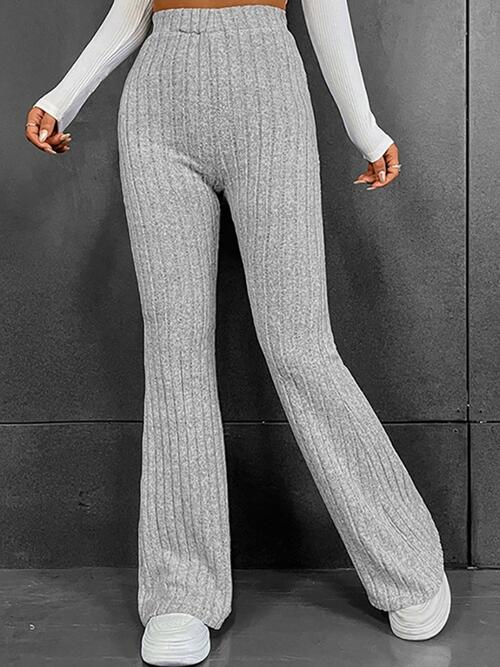 Ribbed High Waist Flare Bootcut Pants Bazaarbey