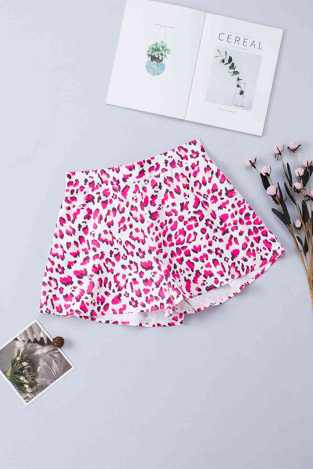 Leopard Print Elastic Waist Shorts Trendsi