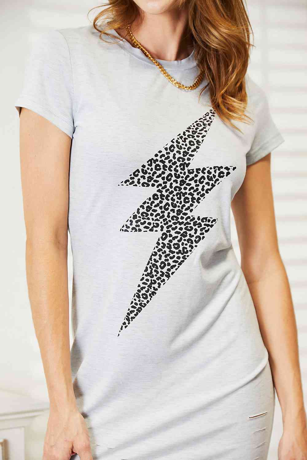  Leopard Lightning Graphic Tee Dress -BazaarBey - www.shopbazaarbey.com