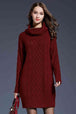 Woven Right Full Size Mixed Knit Cowl Neck Dropped Shoulder Sweater Dress Bazaarbey