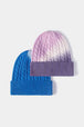 Contrast Tie-Dye Cable-Knit Cuffed Beanie Trendsi