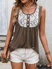 Lace Contrast Scoop Neck Tank Bazaarbey