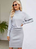 Turtle Neck Long Sleeve Ribbed Sweater Dress Bazaarbey