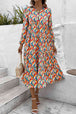 Printed Collared Neck Long Sleeve Dress -BazaarBey - www.shopbazaarbey.com