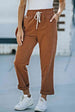 Drawstring Waist Corduroy Pants with Pockets Bazaarbey