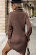 Turtleneck Dropped Shoulder Mini Sweater Dress Bazaarbey