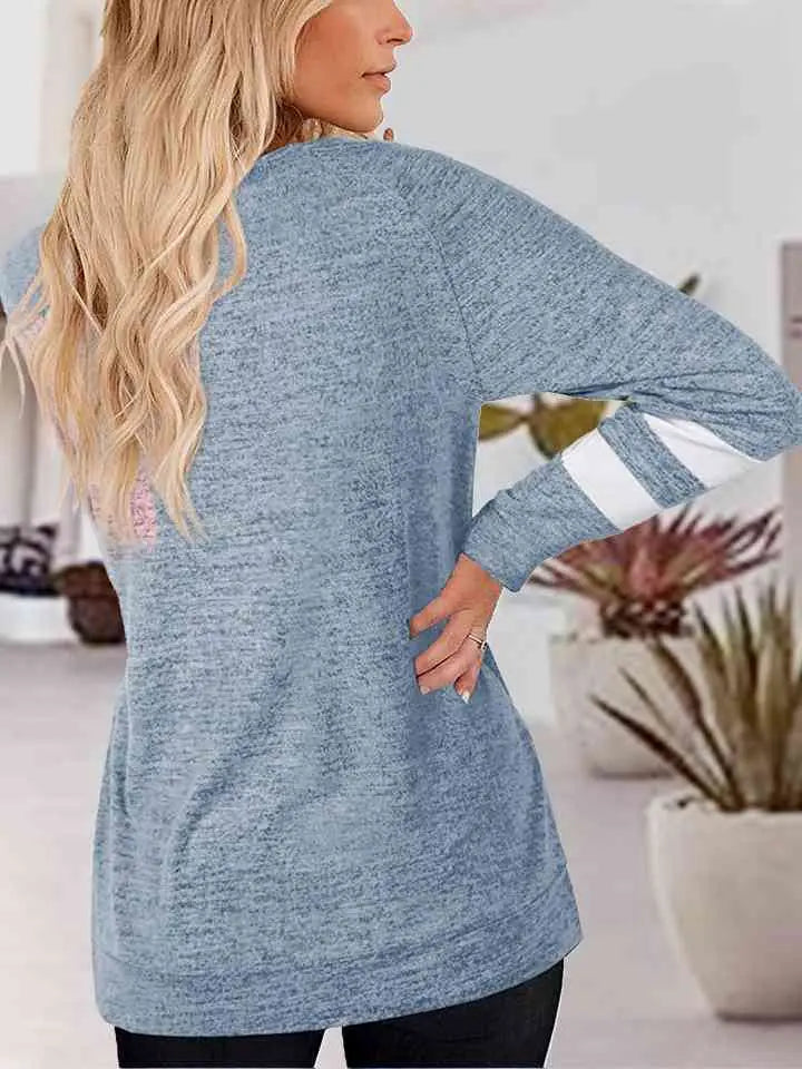 V-Neck Raglan Sleeve T-Shirt Trendsi