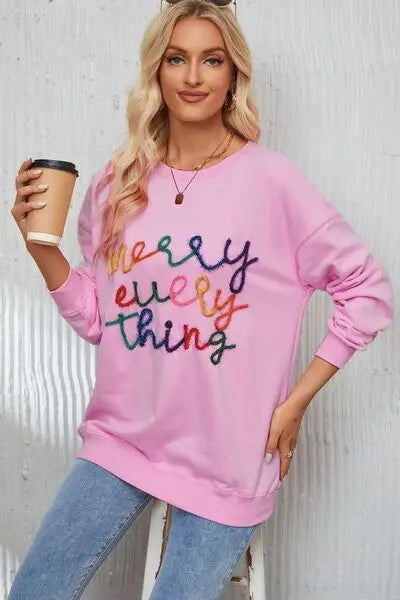 Letter Graphic Dropped Shoulder Sweatshirt Bazaarbey