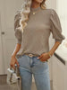 Texture Ruff Sleeve Mock Neck Blouse Trendsi