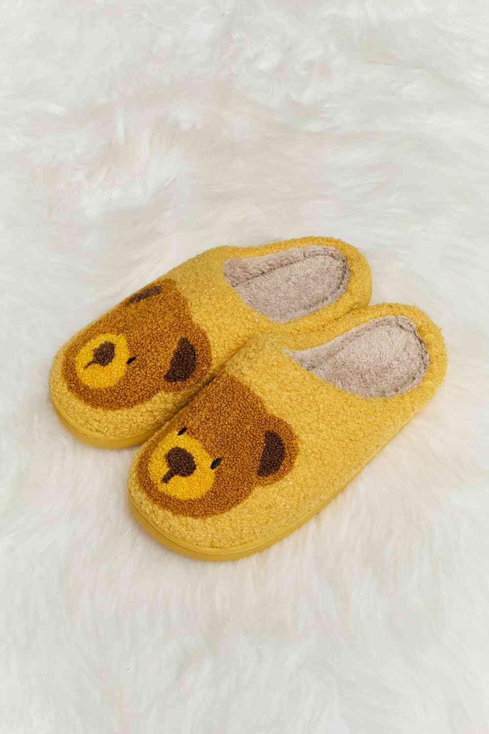 dy Teddy Bear Print Plush Slide Slippers Trendsi