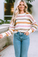  Striped Round Neck Long Sleeve Knit Top Trendsi