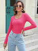 Long Sleeve Scoop Neck T-Shirt Trendsi