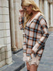 Plaid Distressed V-Neck Sweater Dress Bazaarbey