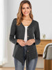 Button Up V-Neck Long Sleeve Cardigan Trendsi