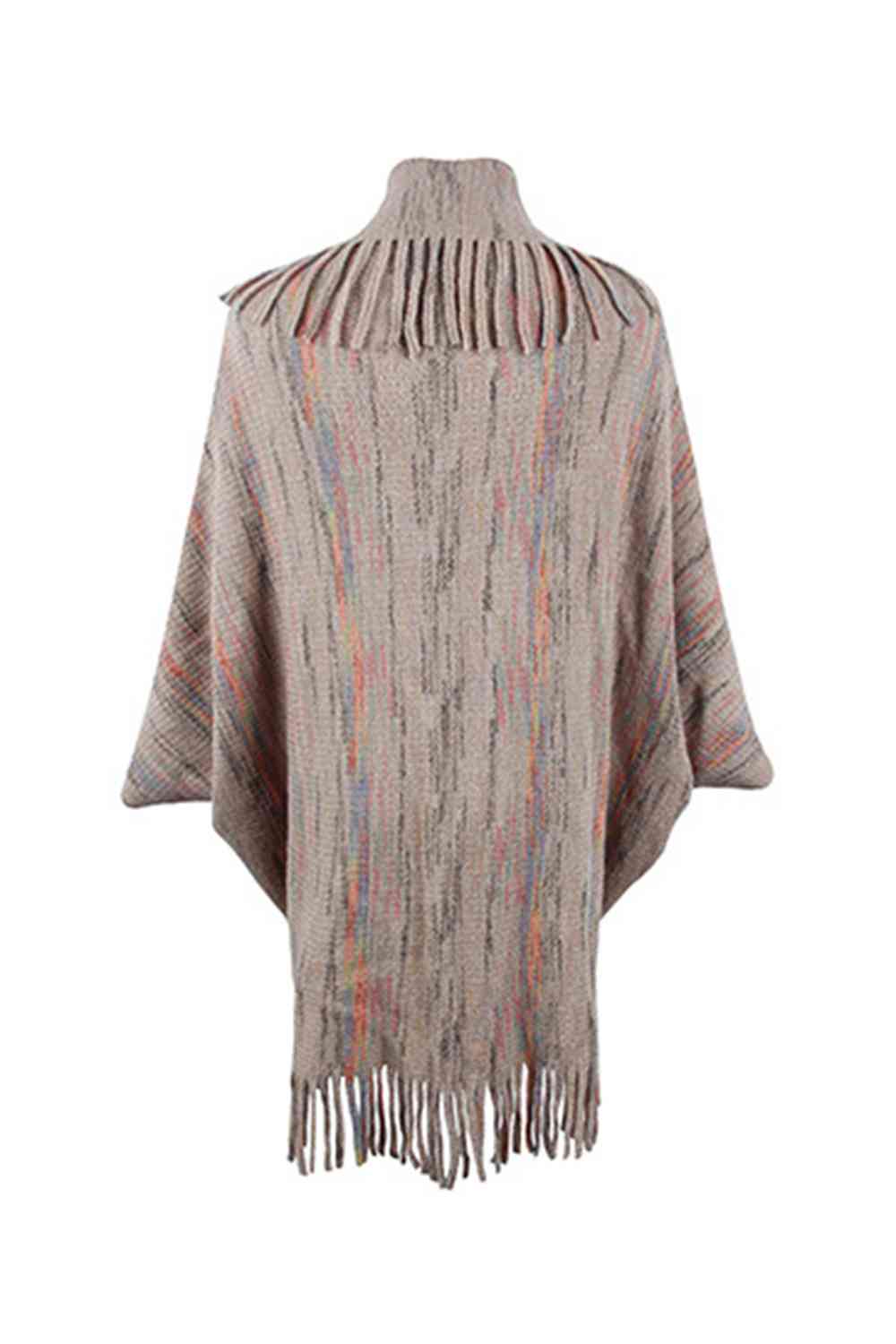 Fringe Detail Printed Poncho Bazaarbey