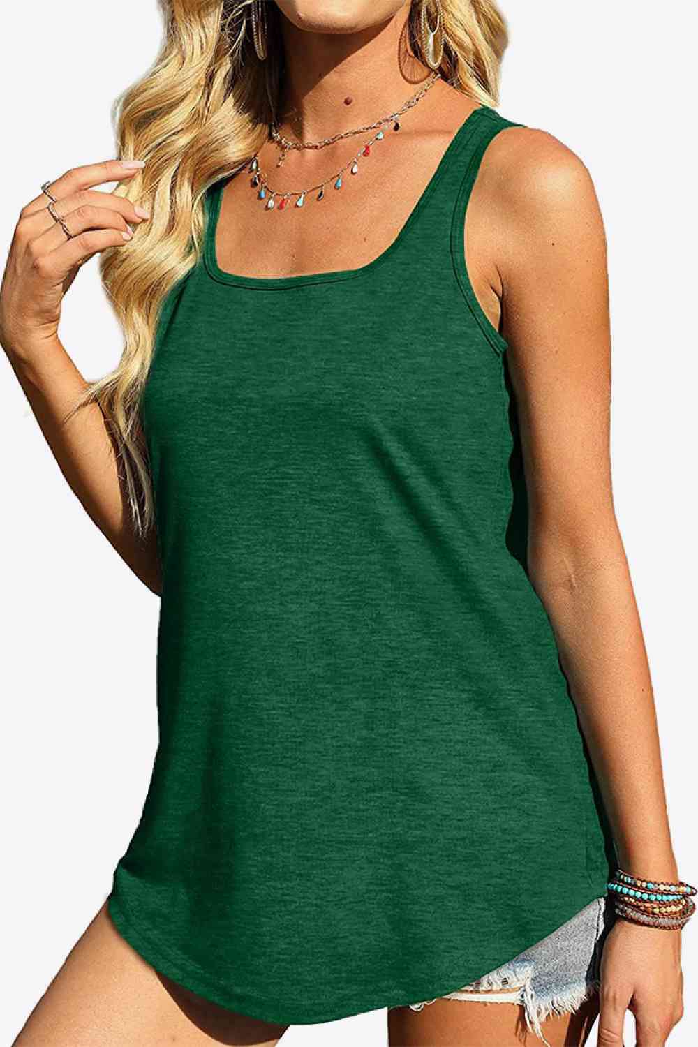 Curved Hem Square Neck Tank Bazaarbey