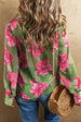 Flower Collared Neck Long Sleeve Shirt Trendsi