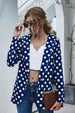 Polka Dot Long Sleeve Blazer Trendsi