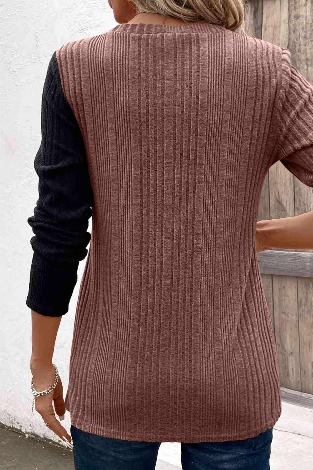  Long Sleeve Knit Top Trendsi