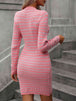 Striped Round Neck Sweater Dress Bazaarbey