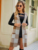 Plaid Lapel Collar Sleeveless Cardigan Bazaarbey