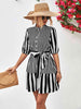 Striped Half Sleeve Tie Waist Mini Dress -BazaarBey - www.shopbazaarbey.com